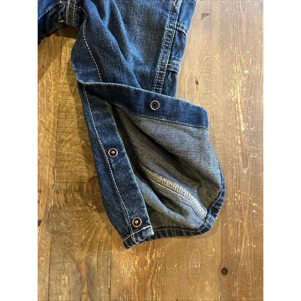 OshKosh B'gosh Blue Jean Denim Vestbak Bib Overalls Size 18 Months Toddler EUC
